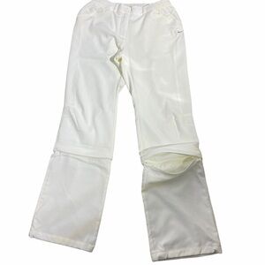 Nike White Zip-off Golf Pants Mesh lining Front Back Zip Pockets Strech Waist L